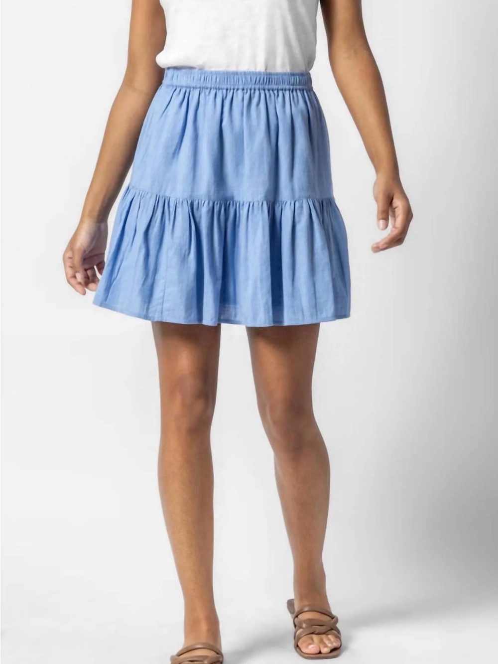 Lilla P Shirred Cotton Short Skirt Blue Size XS